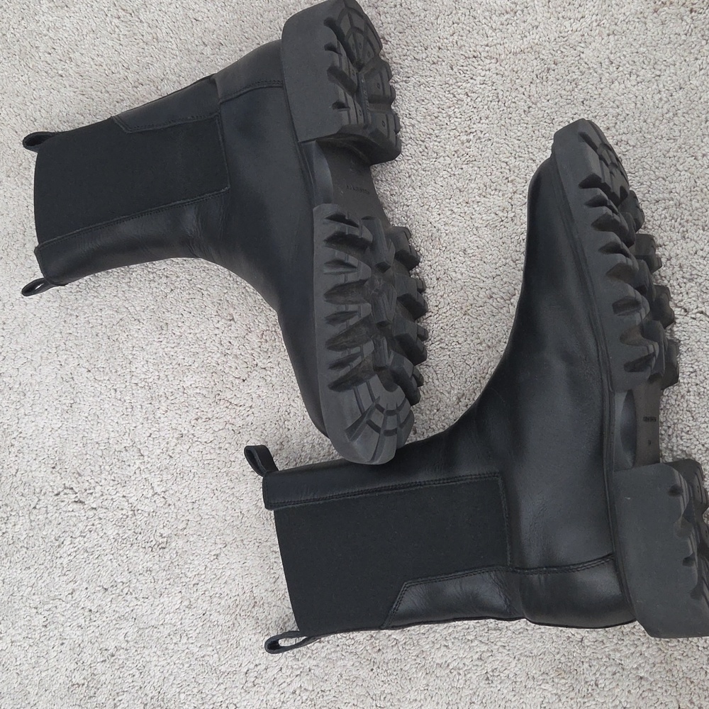 Allsaints Black Leather Chunky Boots HALLIE - Picture 9 of 11